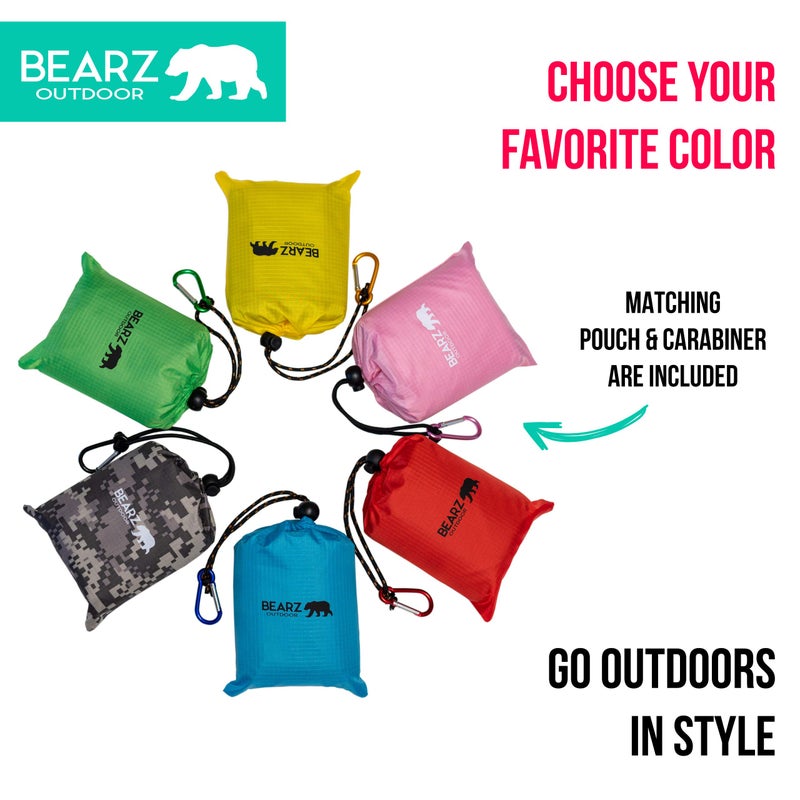 BEARZ Outdoor بطانية جيب خارجية BEARZ - بطانية شاطئ مقاومة للماء ومضادة للرمال، بطانيات نزهة مقاومة للماء قابلة للطي، خفيفة الوزن ومضغوطة للتنزه، التخييم، السفر، ملحقات المهرجانات (زرقاء) - Image 5